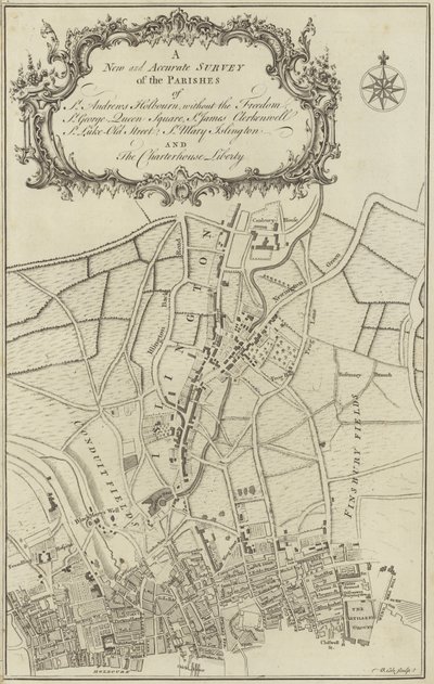 Karte von Islington, Clerkenwell, Holborn und Finsbury von English School