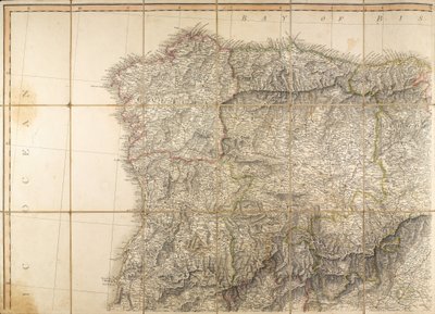 Karte von Spanien, die angeblich vom Herzog von Wellington verwendet wurde von English School