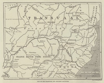 Karte des Transvaal und angrenzender Provinzen von English School