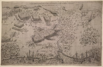 Maps.C.C.5.a.409 Die Schlacht von Pinkie, ca. 1547-48 von English School