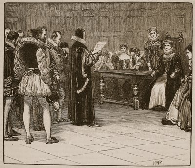 Maria Stuart erhält die Nachricht von ihrem Schicksal, Illustration aus Cassells Illustrierter Geschichte Englands von English School