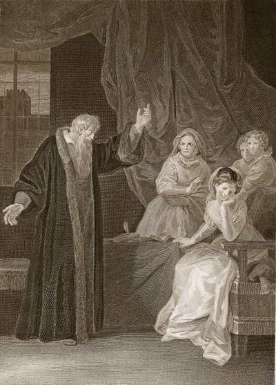 Maria Stuart wird von Knox getadelt, Illustration aus David Humes The History of England, veröffentlicht von R. Bowyer, London, 1812 von English School