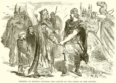 Treffen von Edmund Ironside und Canute am Ufer des Severn von English School