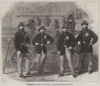 Mitglieder der Freiwilligen Feuerwehr von Coventry (Stich) von English School