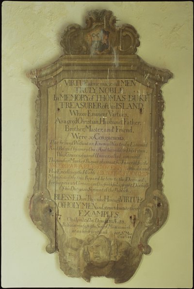 Gedenkstätte für Thomas Duke, 1750 (bemaltes Holz) von English School