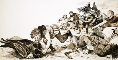 Männer von Haxey jagen die seidene Kapuze von Lady de Mowbray von English School