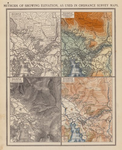 Methoden zur Darstellung von Höhen, wie sie in Ordnance Survey Maps verwendet werden von English School