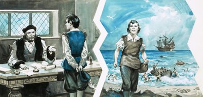Miles Philips erfährt vom Tod seines Vaters und landet mit anderen an einem verlassenen Strand von English School