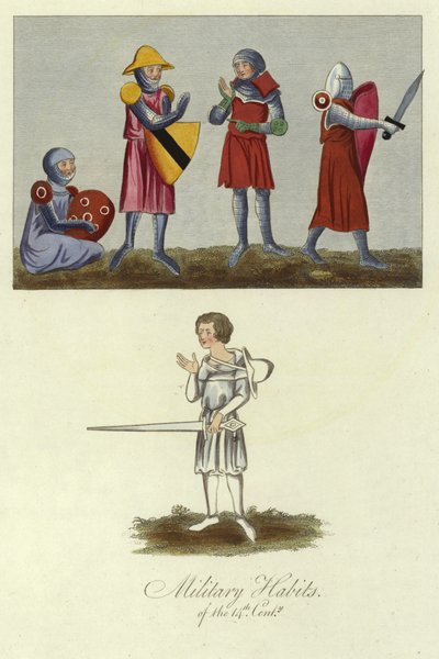 Militärische Gewänder des 14. Jahrhunderts von English School