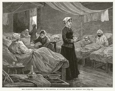 Florence Nightingale im Krankenhaus von Scutari während des Krimkriegs (1855-6) von English School