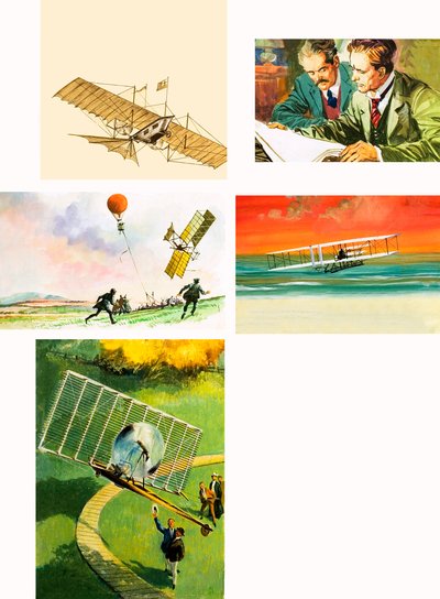 Montage des frühen Flugs einschließlich der Gebrüder Wright von English School