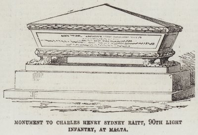 Denkmal für Charles Henry Sydney Raitt, 90. Leichte Infanterie, in Malta von English School