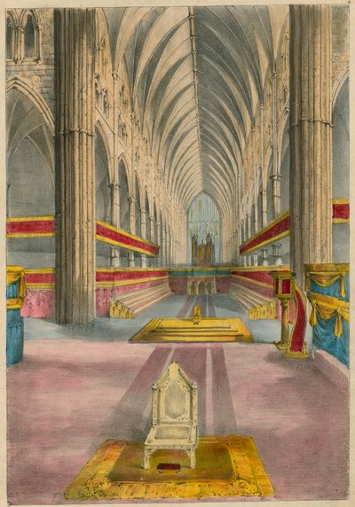 Morgans Dioramische Ansicht der Krönung in der Westminster Abbey, 28. Juni 1838, London von English School