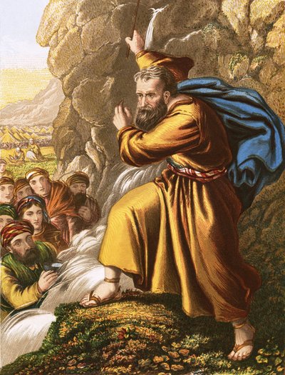 Moses schlägt den Felsen von English School