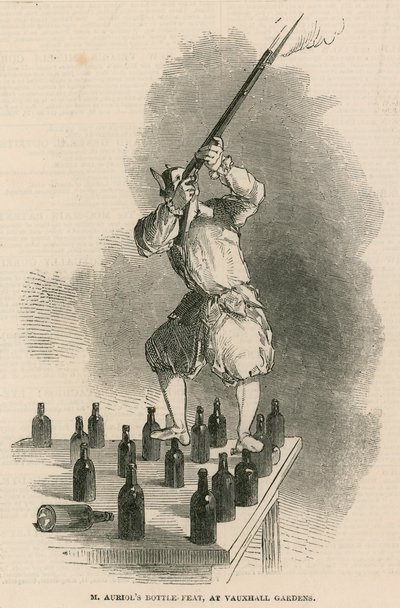 Mr. Auriols Flaschenkunststück in den Vauxhall-Gärten, London von English School
