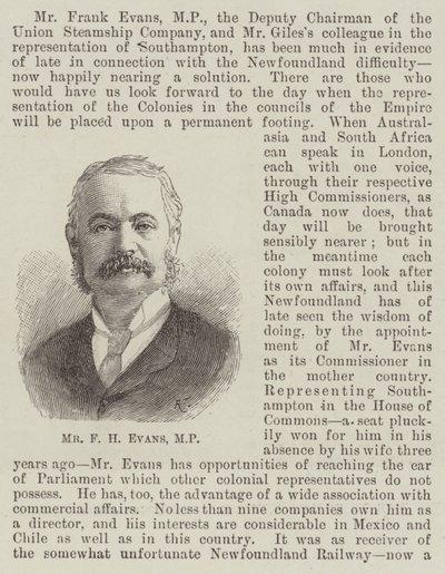 Herr F H Evans, MP von English School