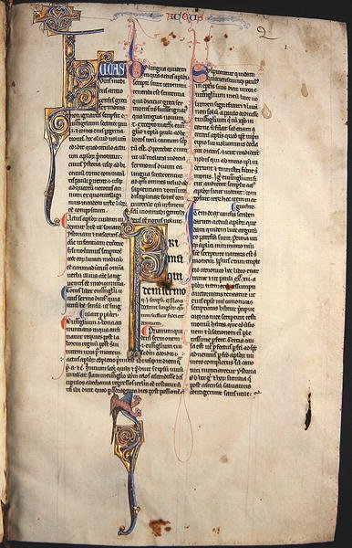 Ms.27, f.1r: Seite aus einer glossierten Kopie des Neuen Testaments von English School