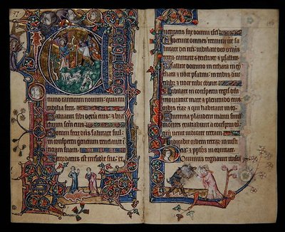 Ms 1-2005, ff.139v-140r: Die Verkündigung an die Hirten, historisierte Initiale 