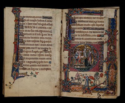 Saul schickt Doeg, um die Priester von Nob zu töten, historisierte Initiale aus dem Macclesfield Psalter, Gebrauch von Sarum, Ostanglien von English School