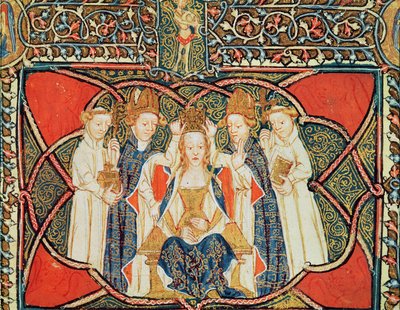 Ms 197 f.19v Krönung einer Königin, aus Liber Regalis von English School