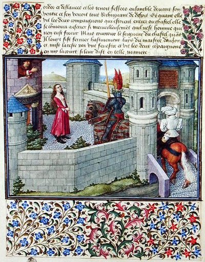 Ms. 2597 Herz und Verlangen betreten den Hof des Schlosses des Zorns zu Pferd, Faksimile-Ausgabe von 