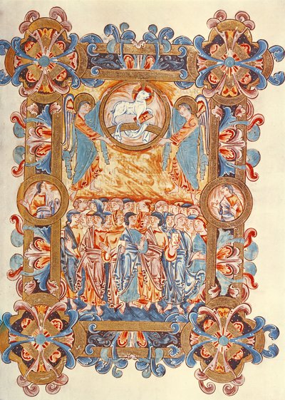 Ms 274 (Y-6) fol.158 Die Menge, die das Lamm anbetet, aus dem Missale von Robert von Jumièges, ca. 1016 von English School