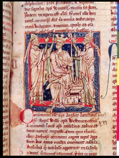 Ms 6712 (A.6.89) fol.129r Heinrich I. (1068-1135), Miniatur aus Flores Historiarum, von Matthew Paris, 1250-52 von English School