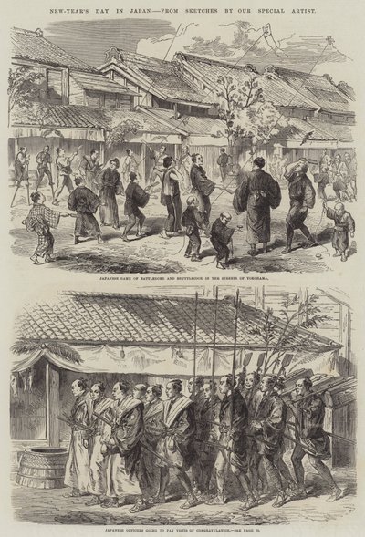 Neujahrstag in Japan (Stich) von English School