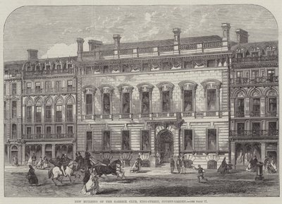 Neubau des Garrick Club, King-Street, Covent-Garden (Gravur) von English School