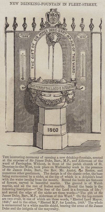 Neuer Trinkbrunnen in der Fleet Street (Stich) von English School