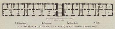 Neue Residenzen, Christ Church College, Oxford, Grundriss des Erdgeschosses (Gravur) von English School