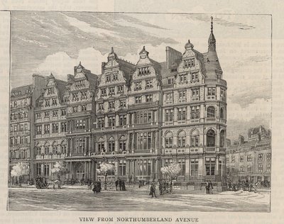 Neubau des Constitutional Club in der Northumberland Avenue: Blick von der Northumberland Avenue von English School