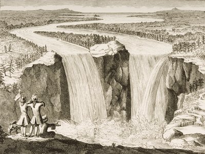 Niagarafälle, nach einer Skizze von Pater Hennepin im Jahr 1677, aus 
