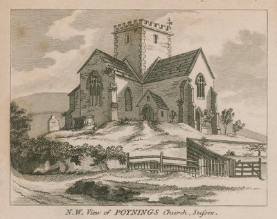 Nordwestansicht der Kirche von Poynings in Poynings von English School