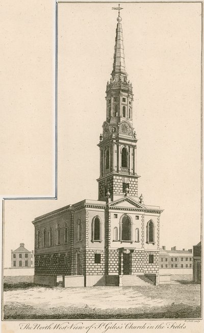 Nordwestansicht der St Giles Kirche in the Fields, London von English School