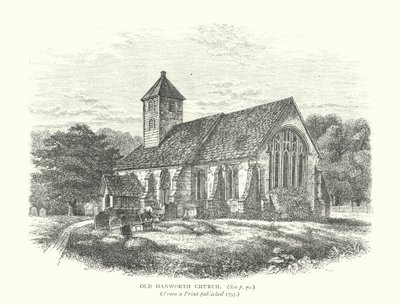 Alte Hanworth Kirche (Gravur) von English School