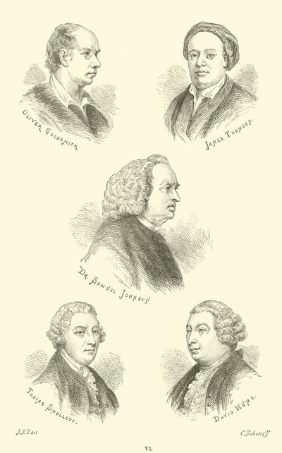 Oliver Goldsmith, James Thomson, Dr. Samuel Johnson, Tobias Smollett, David Hume von English School