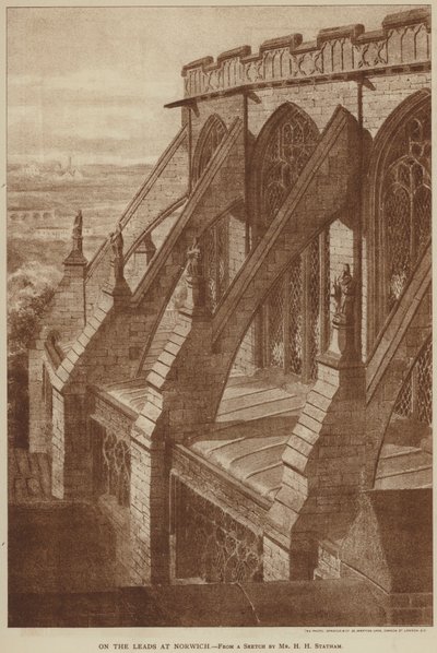 Auf den Dächern in Norwich (Gravur) von English School