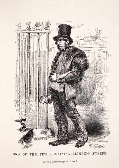 Einer der wenigen verbleibenden Schornsteinfeger, nach dem Daguerreotypie von Richard Beard, Illustration aus London Labour and London Poor von Henry Mayhew, veröffentlicht 1862 von English School
