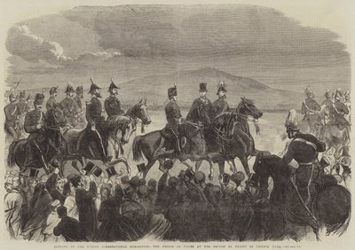 Eröffnung der Dublin International Exhibition, der Prinz von Wales bei der Truppenparade im Phoenix Park (Stich) von English School