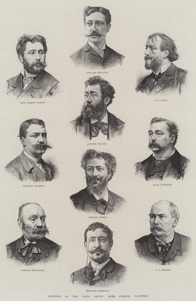 Eröffnung des Pariser Salons, einige französische Maler (Gravur) von English School