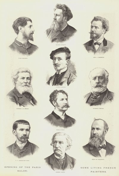 Eröffnung des Pariser Salons, einige lebende französische Maler (Gravur) von English School
