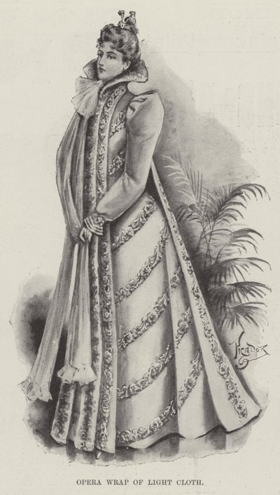 Opernmantel aus leichtem Stoff (Lithografie) von English School