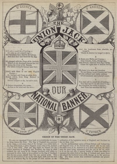 Ursprung des Union Jack (Gravur) von English School