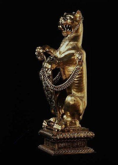 Unze in Form eines Panthers mit abnehmbarem Kopf, London, 1600-01 von English School