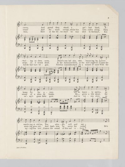 Seite 3 einer Partitur für das Lied Just a Soldier von English School