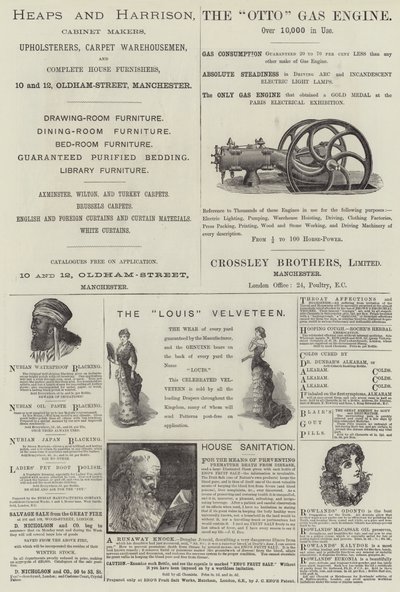 Seite mit Werbungen (Gravur) von English School