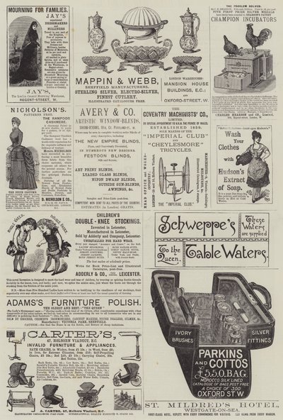 Seite mit Anzeigen (Gravur) von English School