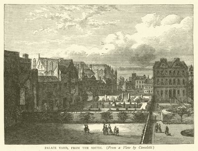Palace Yard, von Süden, nach einer Ansicht von Canaletti von English School