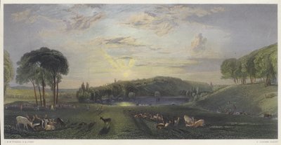 Petworth Park, Sussex (farbiger Stich) von English School
